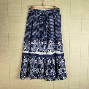 Navy Floral Border Polka Dot Women's Skirt